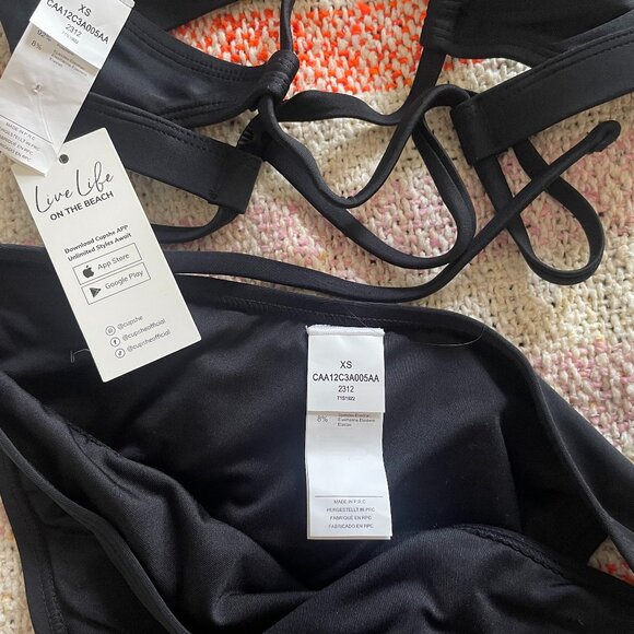 NWT Cupshe Black Triangle Bikini Set (Top + Bottom) - Picture 4 of 6